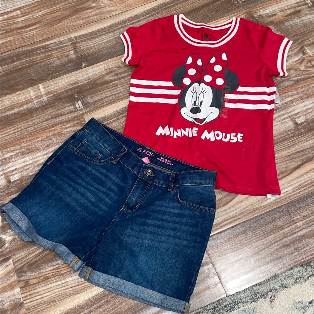 NWT Girls 14 Minnie Mouse T-shirt & Shorts Bundle